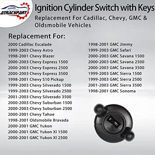 Ignition Lock Cylinder Switch with Keys | Replacement for 1998-2003 Cadillac,