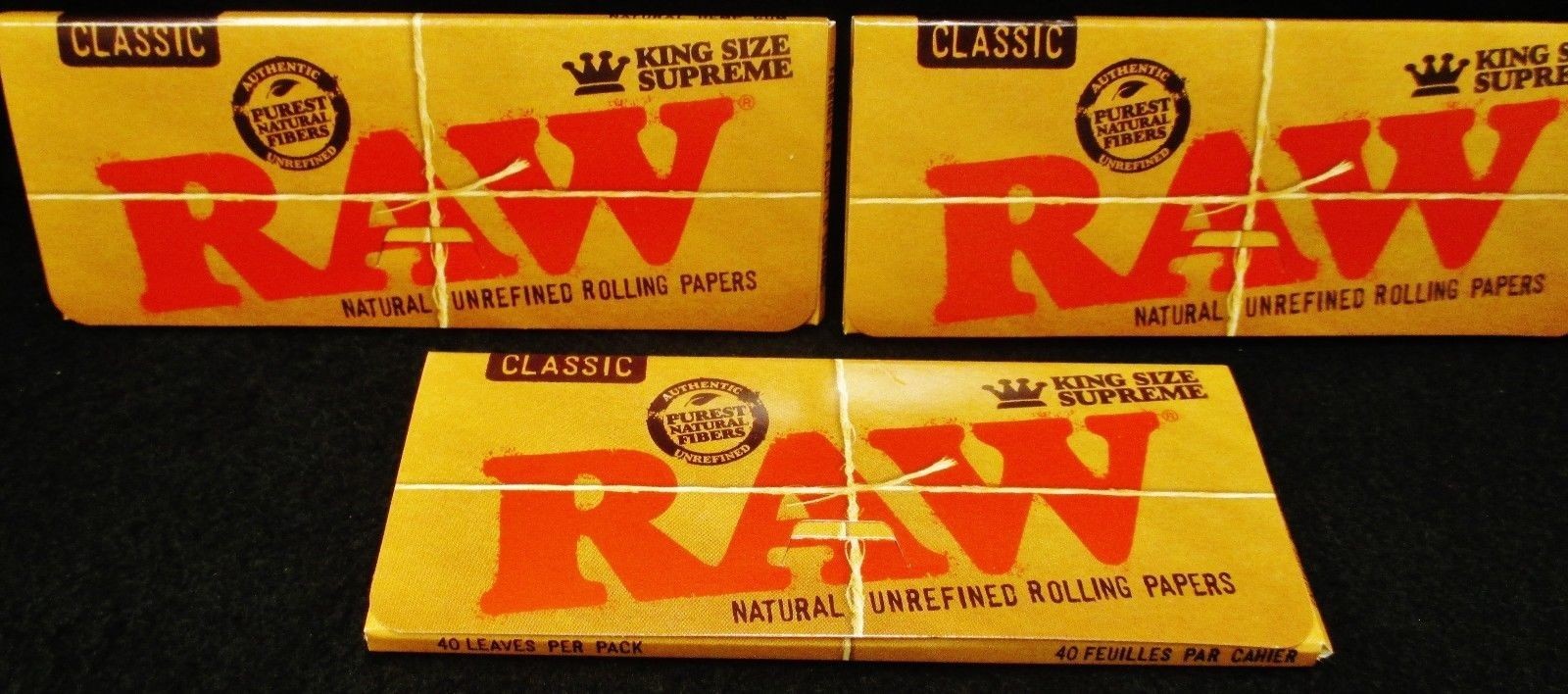3 Packs Raw Classic King Size Supreme Natural Unrefined Rolling Papers Free Ship