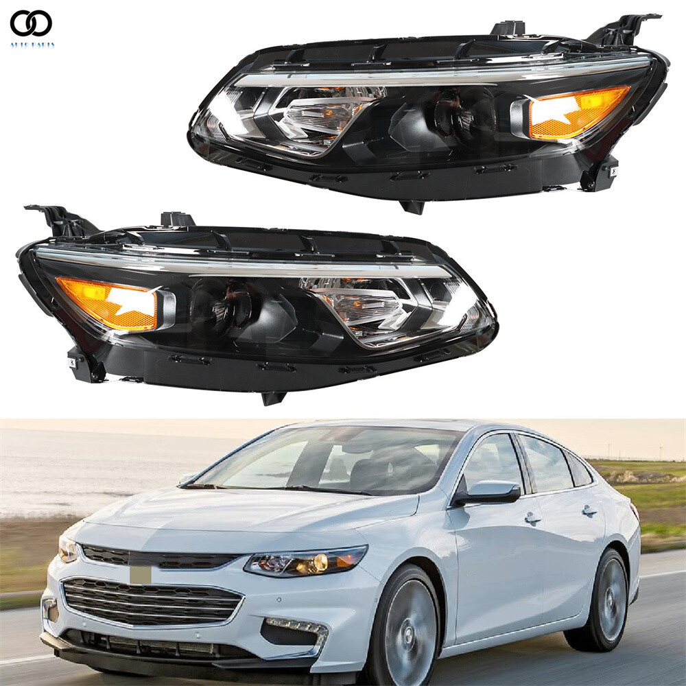 Left&Right Projector Headlights Headlamps For 16-2018 Chevy Malibu Replacement