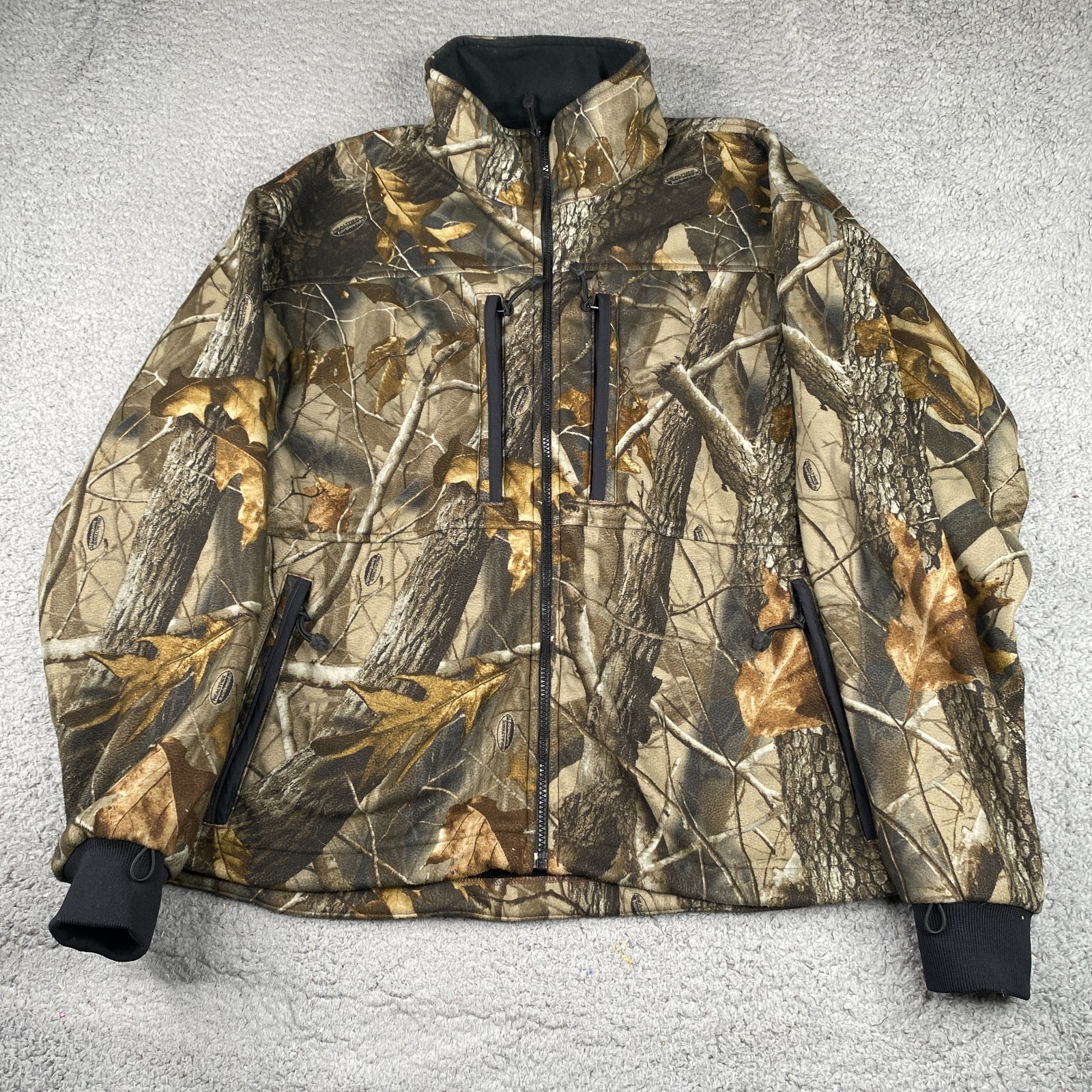 Mad Dog Gear Jacket Mens Large Camo Realtree Hardwoods Fleece Stearns Hunting