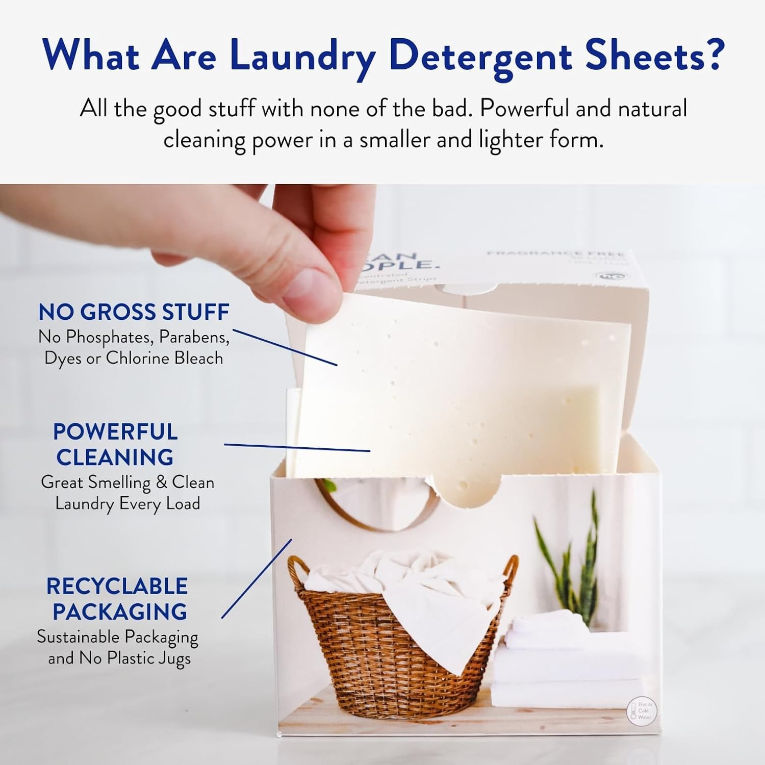 Clean People Laundry Detergent Sheets - Recyclable Packaging, Hypoallergenic, St