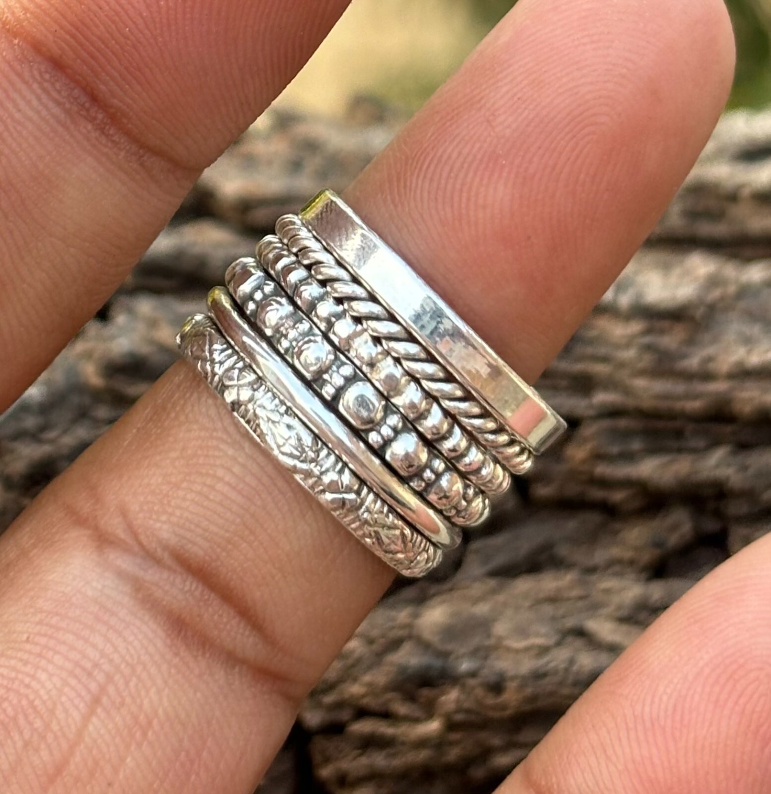 Set of 6 Sterling Silver Stacking Rings Sterling Silver Stackable Ring Set