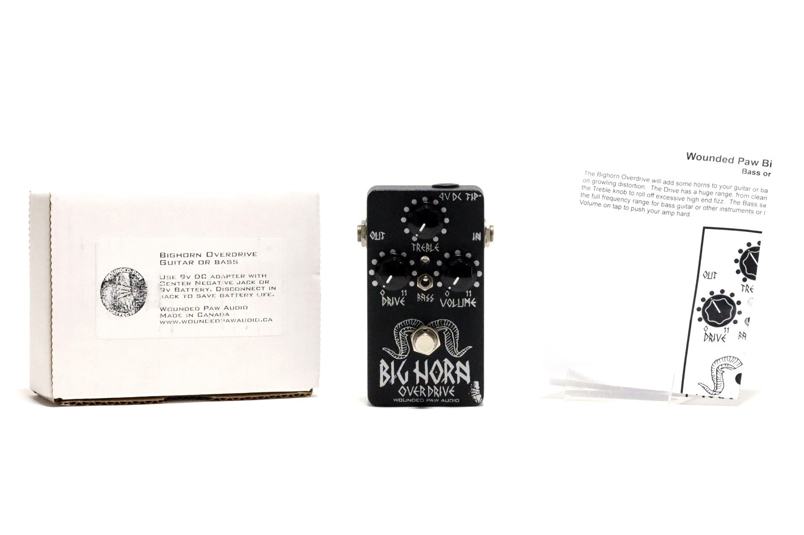WOUNDED PAW AUDIO BIGHORN OVERDRIVE GUITAR OR BASS Made in Canada Effect Pedal