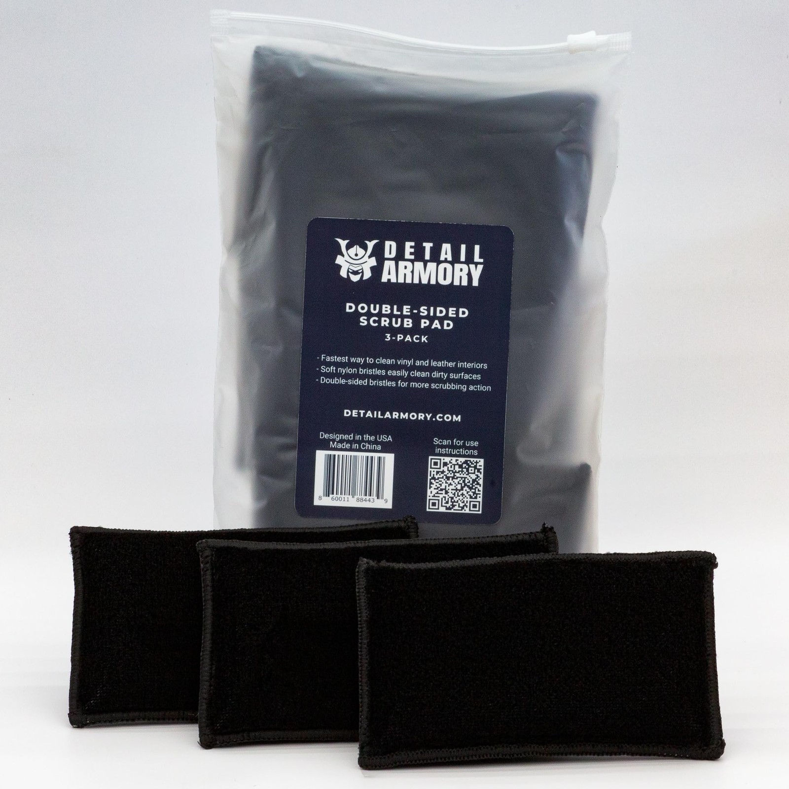 Detail Armory Double-Sided Scrub Pad, Interior Car Cleaning, Effective Black