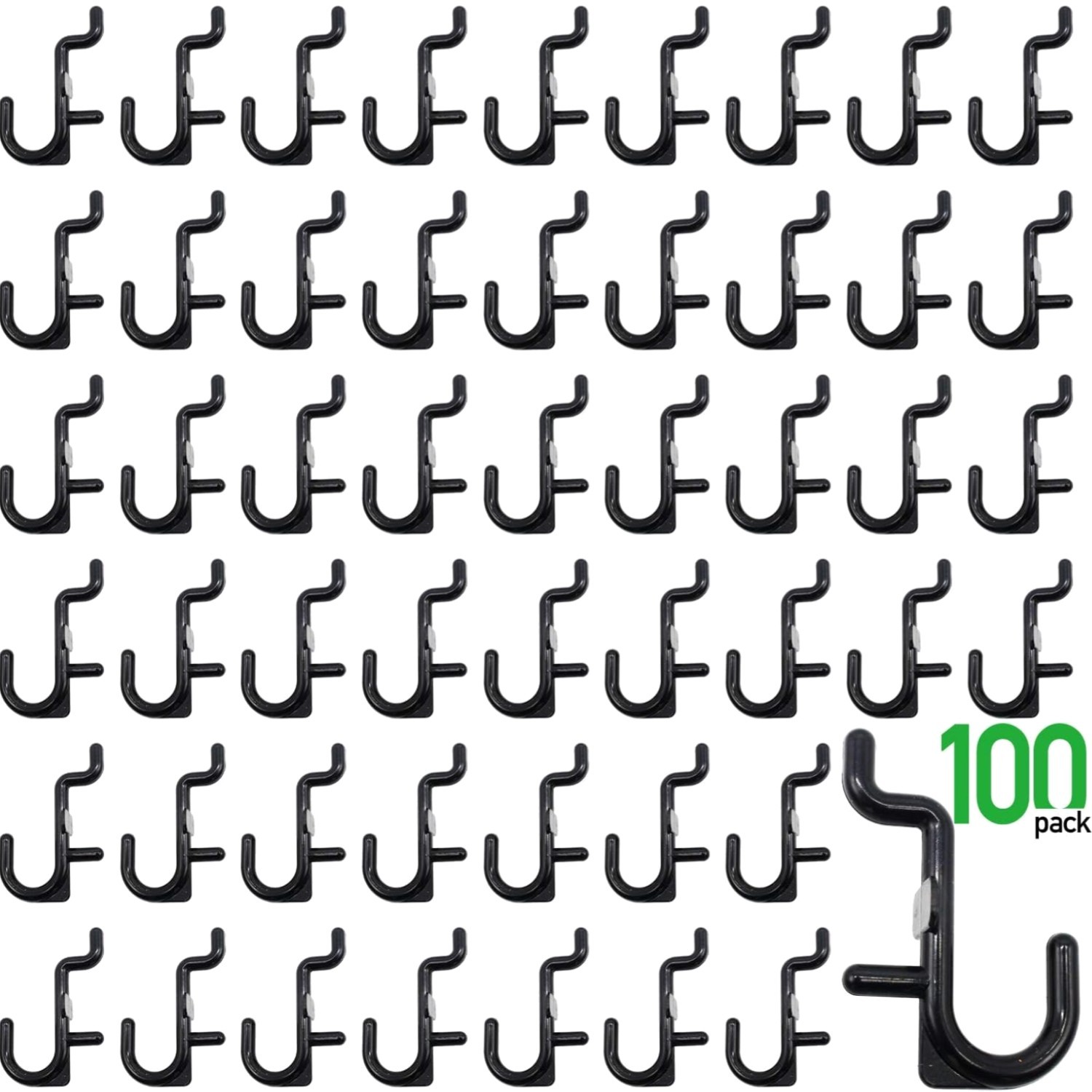 Pegboard Hooks 100PK Black J Hook Assortment