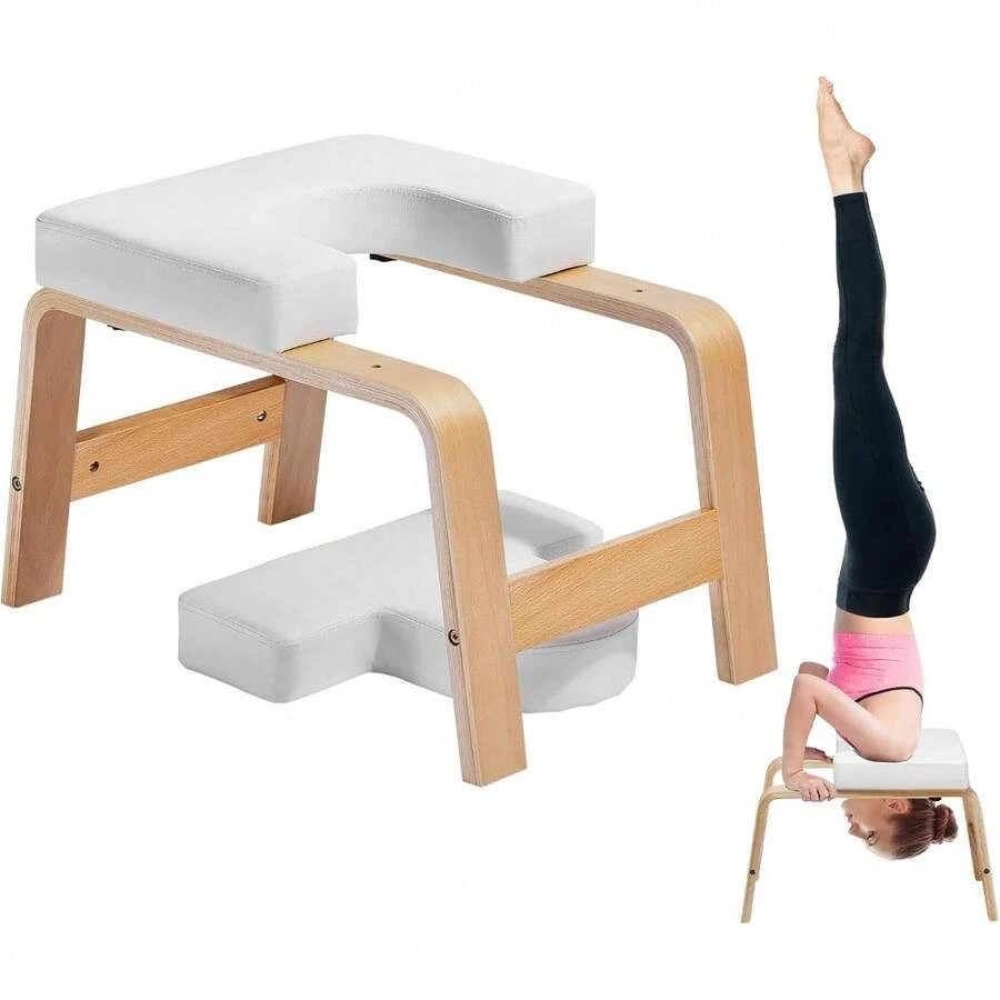 Yoga Headstand Bench 300 Lbs Capacity Inversion Chair Family Gym Trainer Wood