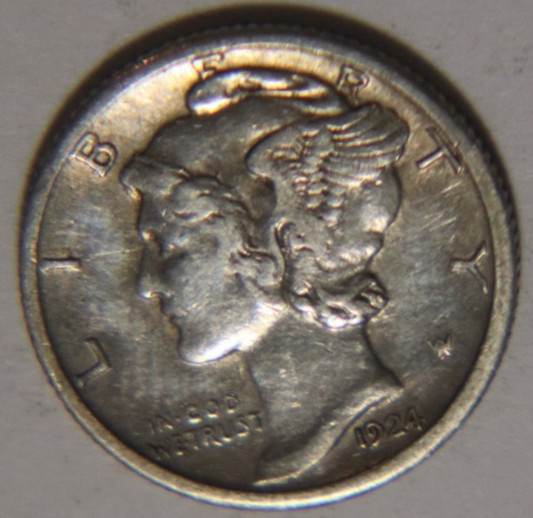 1924 S Mercury Dime 10C Cents Coin Silver, XF!