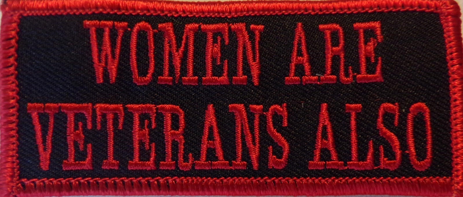 WOMEN ARE VETERANS ALSO EMBROIDERED VEST PATCH - PATRIOT RED AND BLACK
