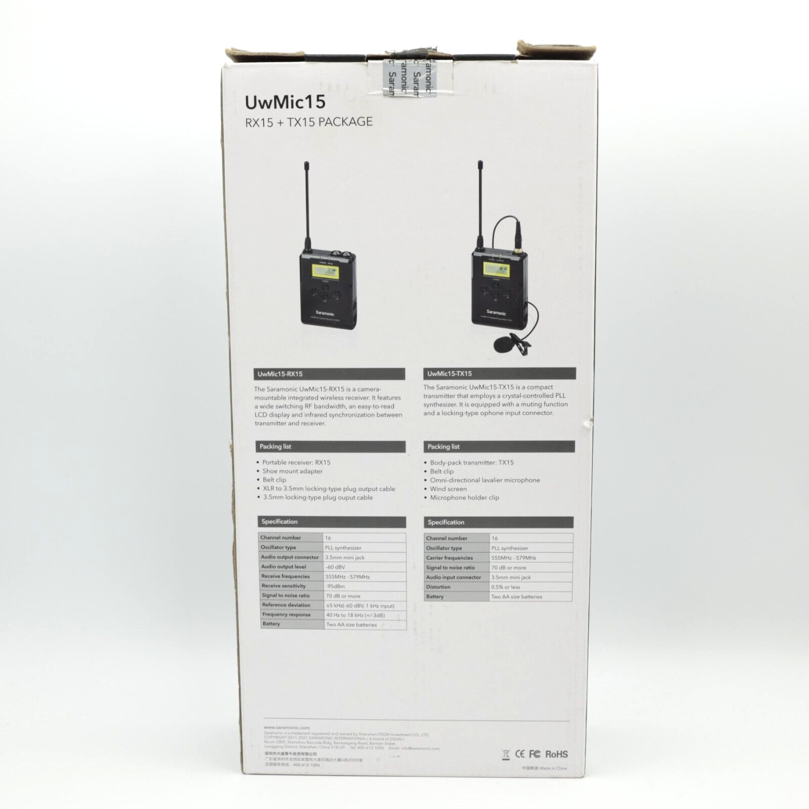 Saramonic UwMic15 RX15 + TX15 Package - Open Box, New Condition