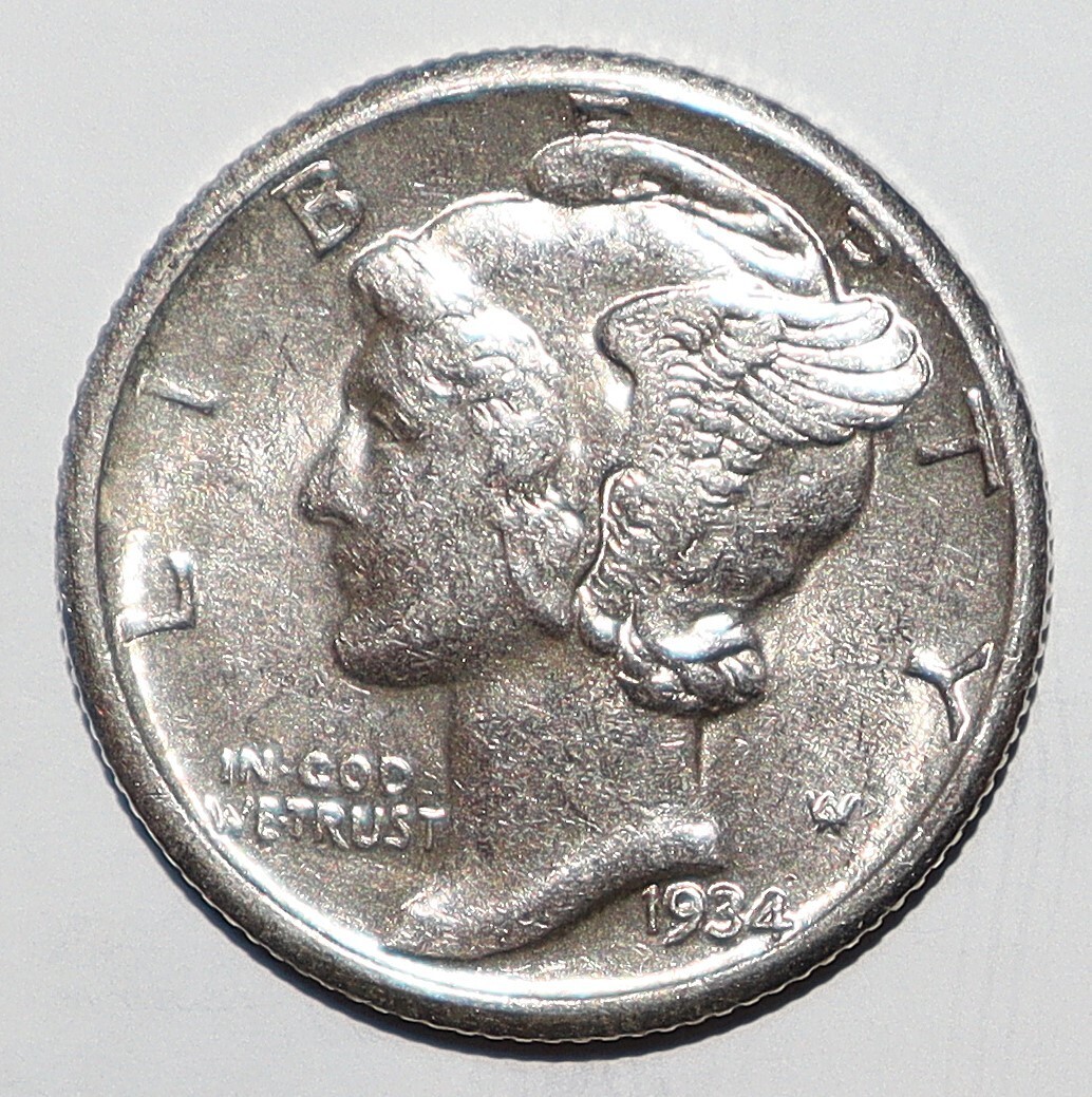 1934 Mercury Dime AU (Q172)