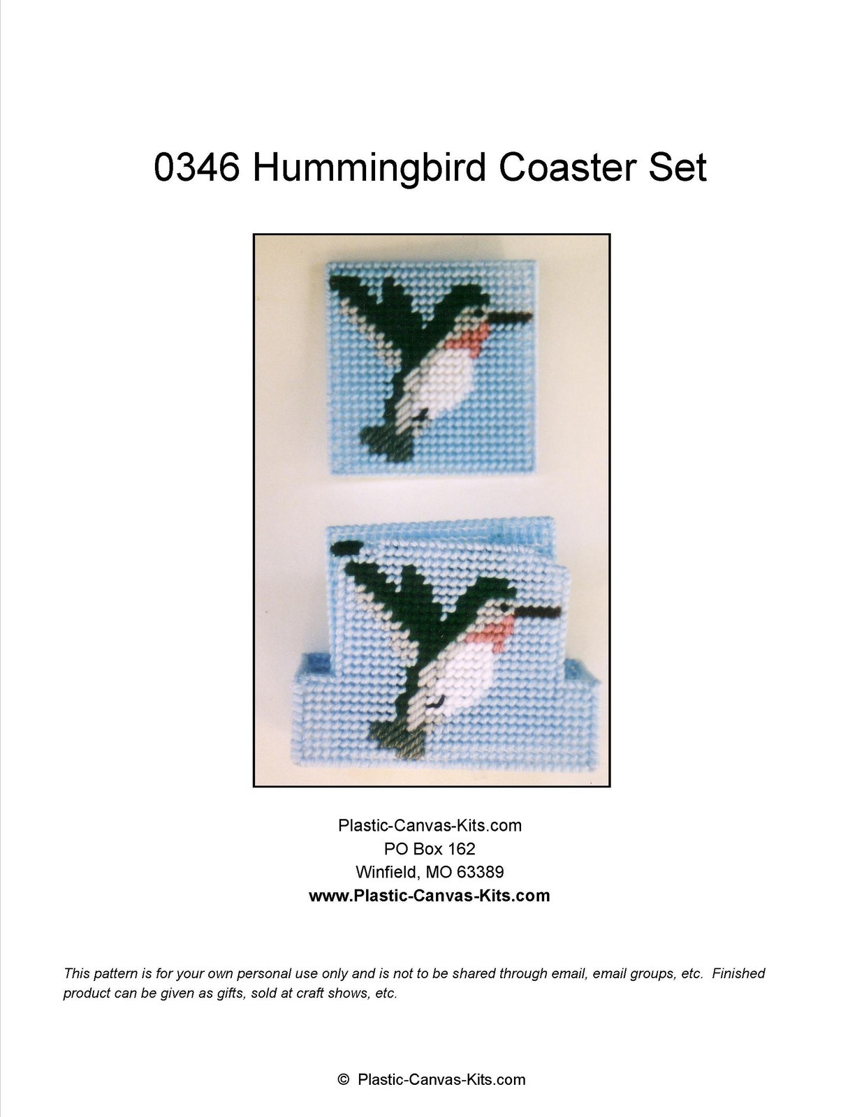 Hummingbird Coaster Set-Plastic Canvas Pattern or Kit
