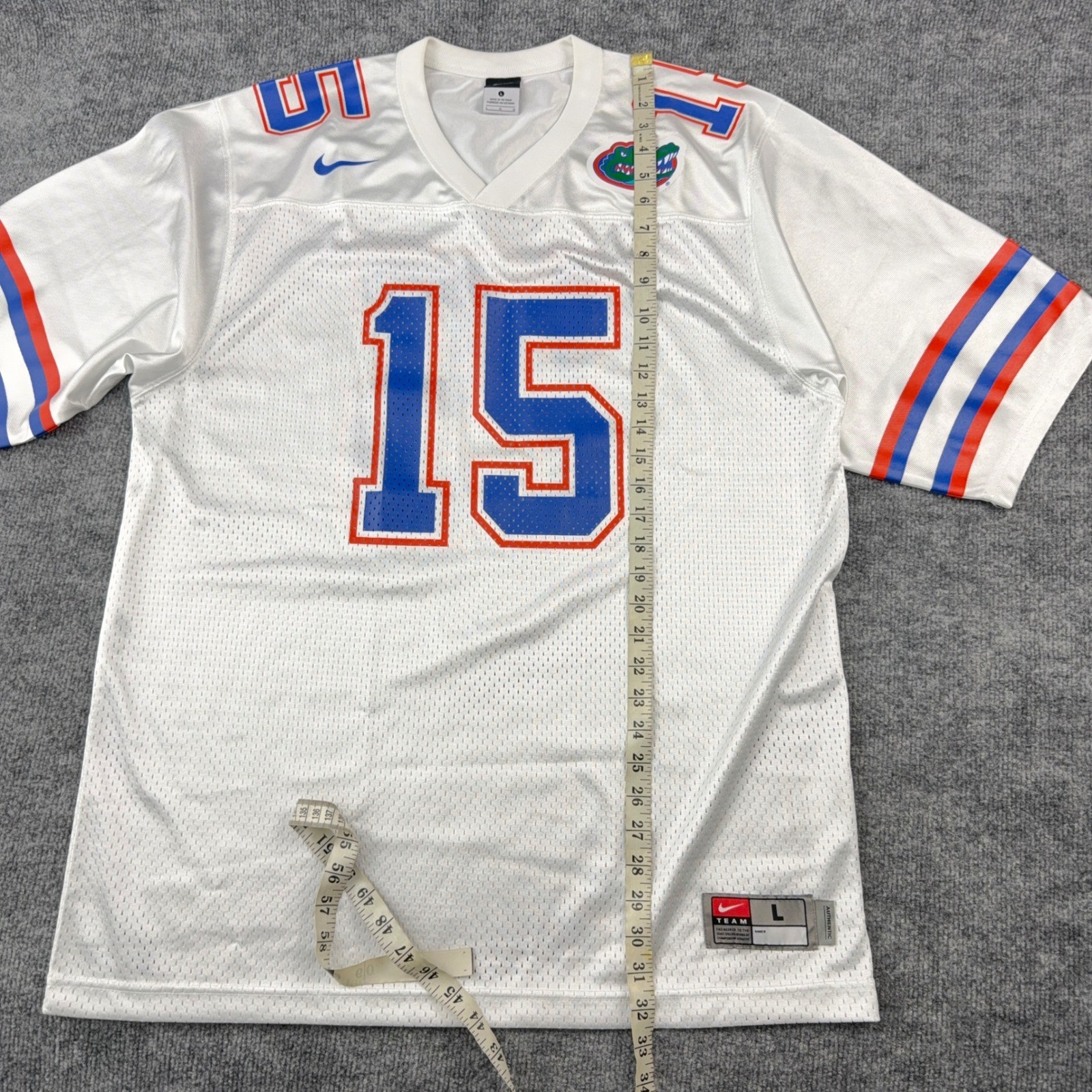 Nike Florida Gators Tim Tebow Jersey Mens Large Mesh White Blue #15 NCAA