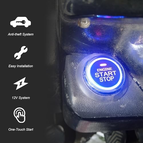 Car Push Engine Start Button Kit, Anti-Thief Auto Alarm System Smart RFID Push