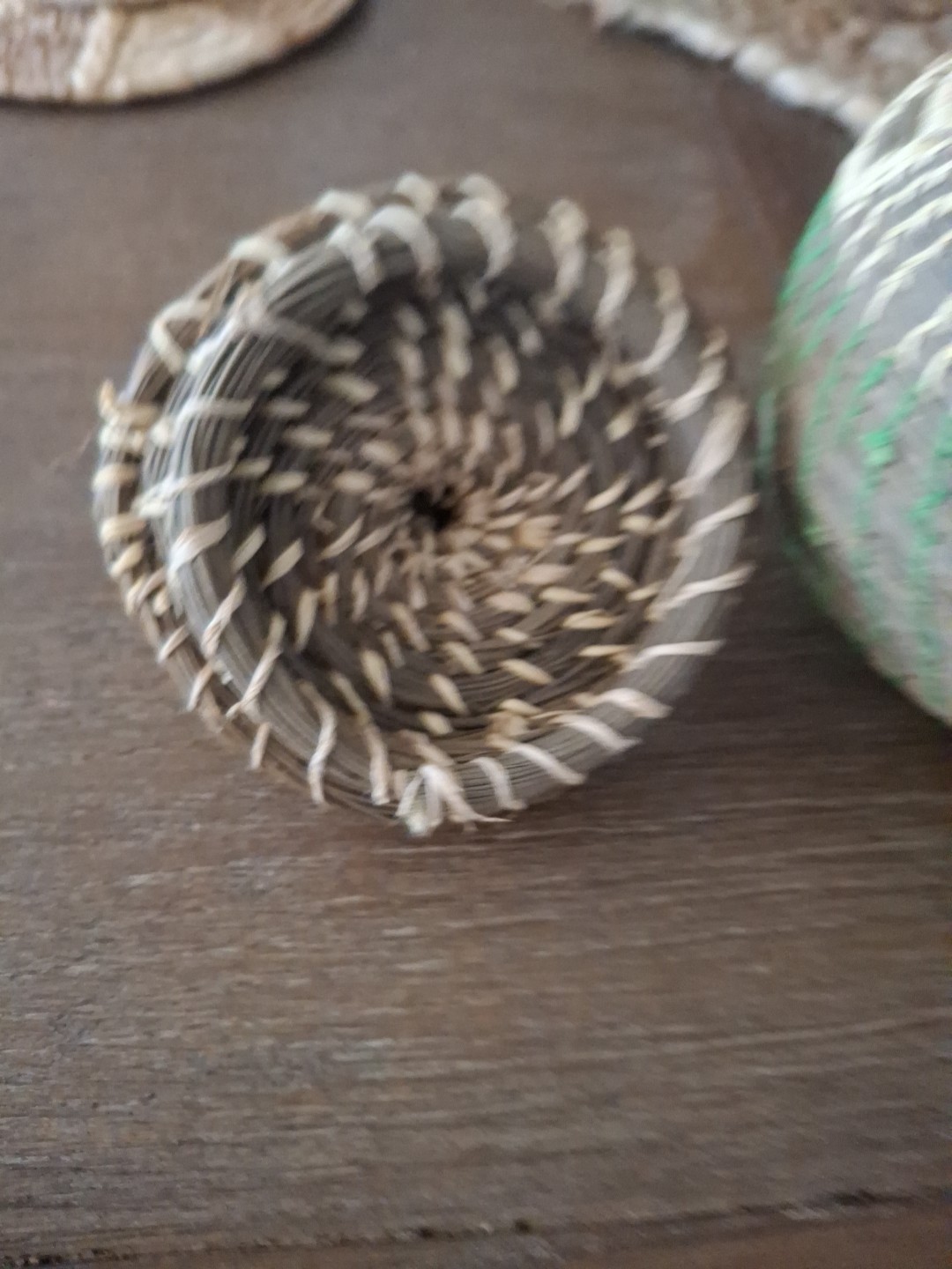 Small Hand Woven Lidded Baskets With Thread work