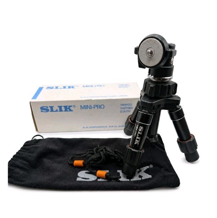 Vintage Slik Pro-Mini Tripod: Compact Travel Camera Stand with Bag & Box