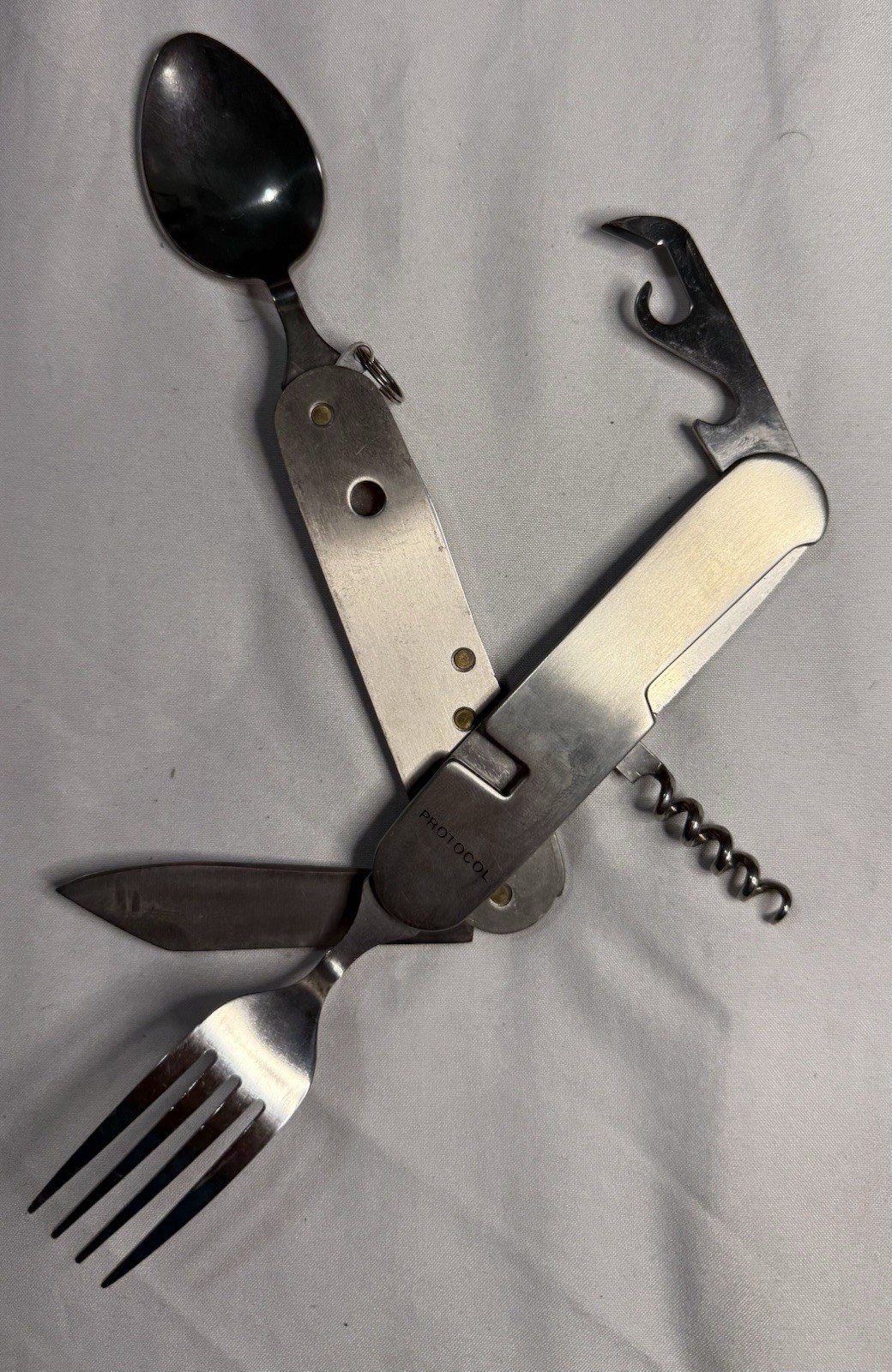 Protocol Stainless Steel Camping Utensil Multi-Tool w/ Sheath, 6 Tools