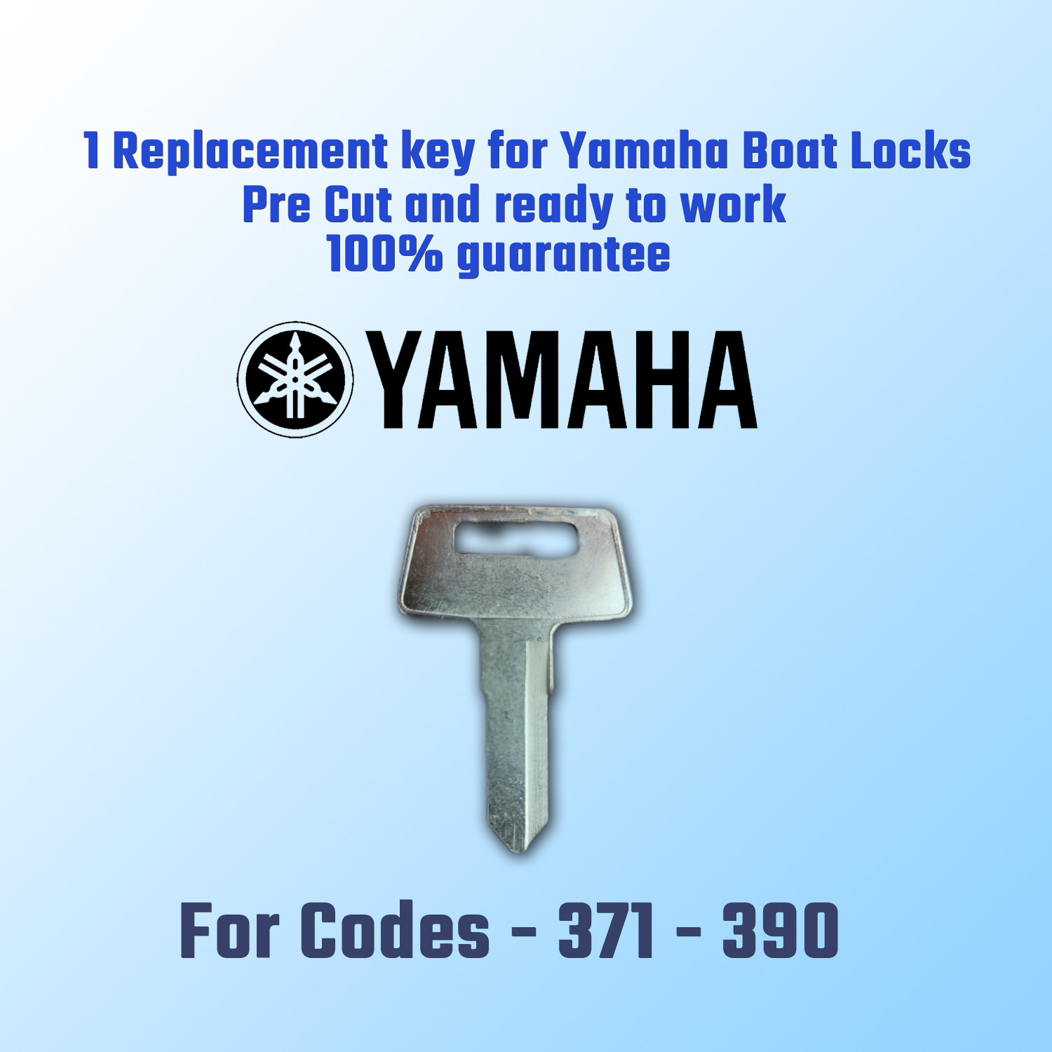 371-390. Replacement key for Yamaha outboard, Marine boat locks. Cut to code.