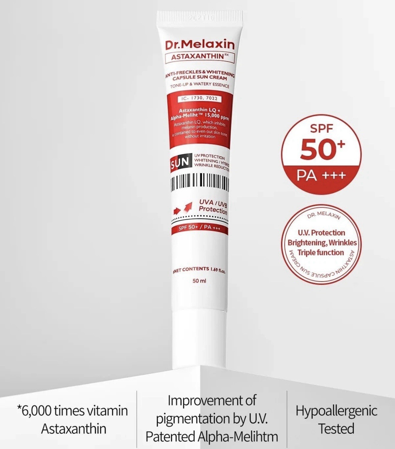 [Dr.Melaxin] Astaxanthin Sun Cream 50mL (SPF50+ PA +++) K-Beauty