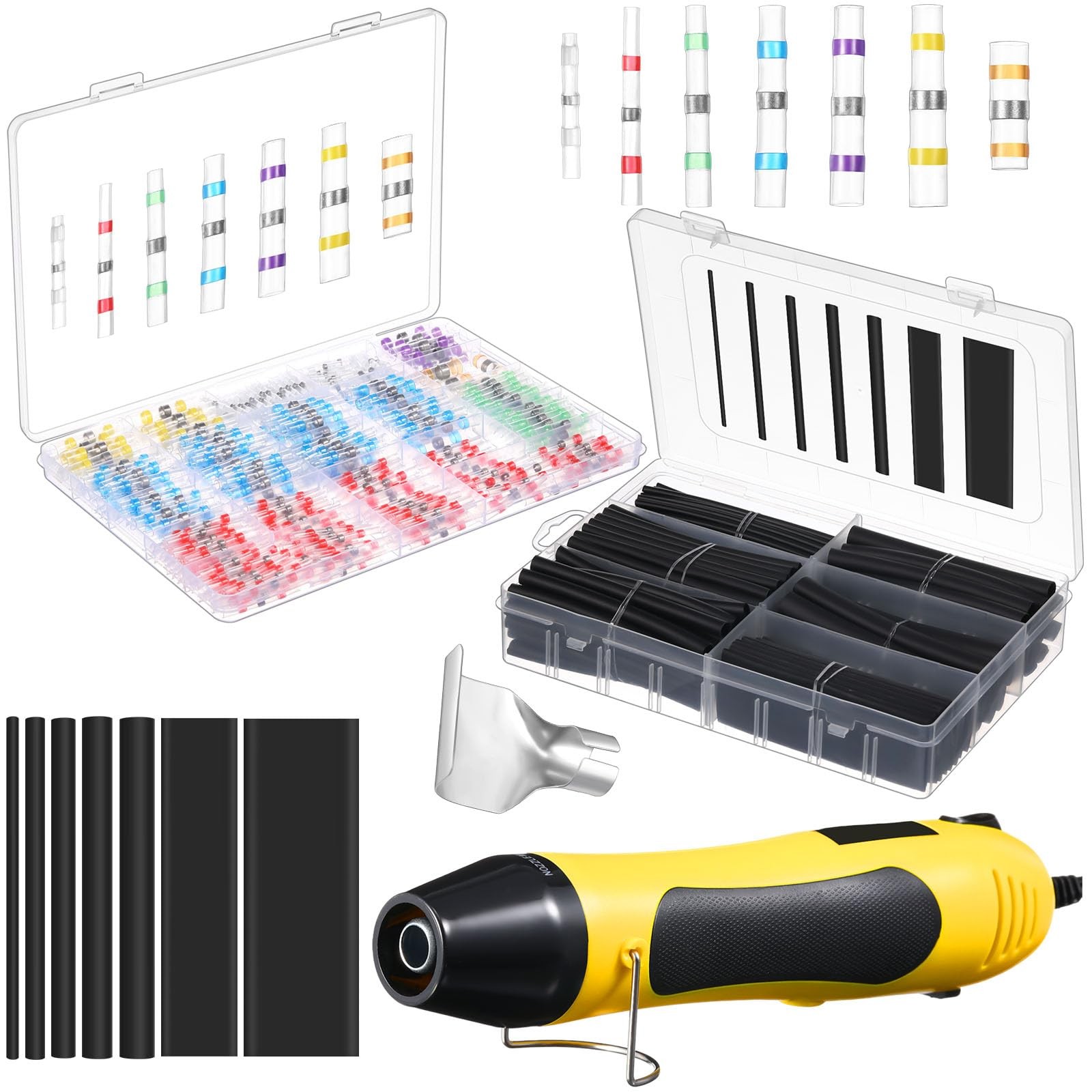 400 Pcs Solder Seal Wire Connectors with Heat Gun Heat Shrink Butt Connector ...