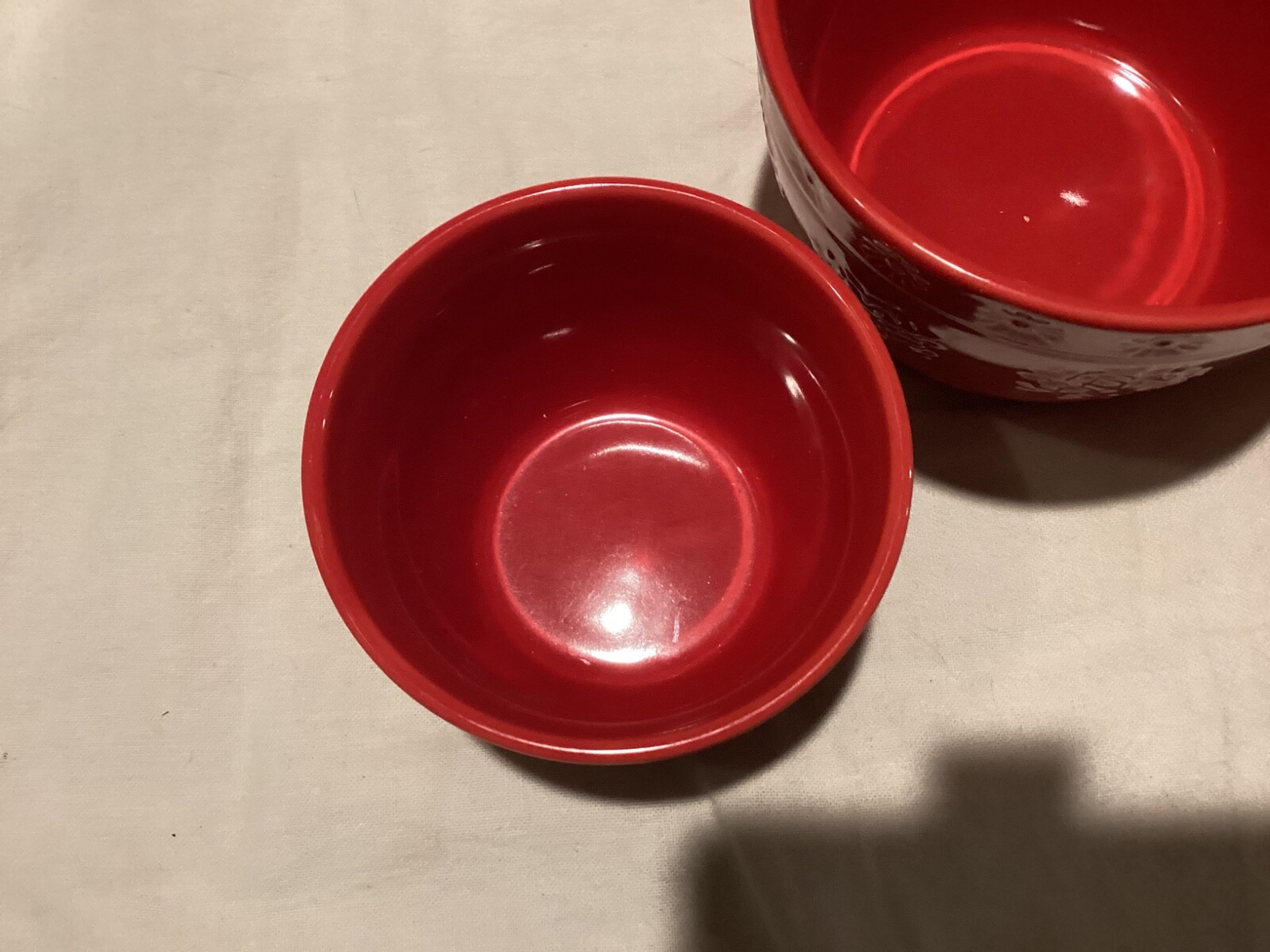 3 Walgreen Co. Red Snowflake Nesting Bowls Mint