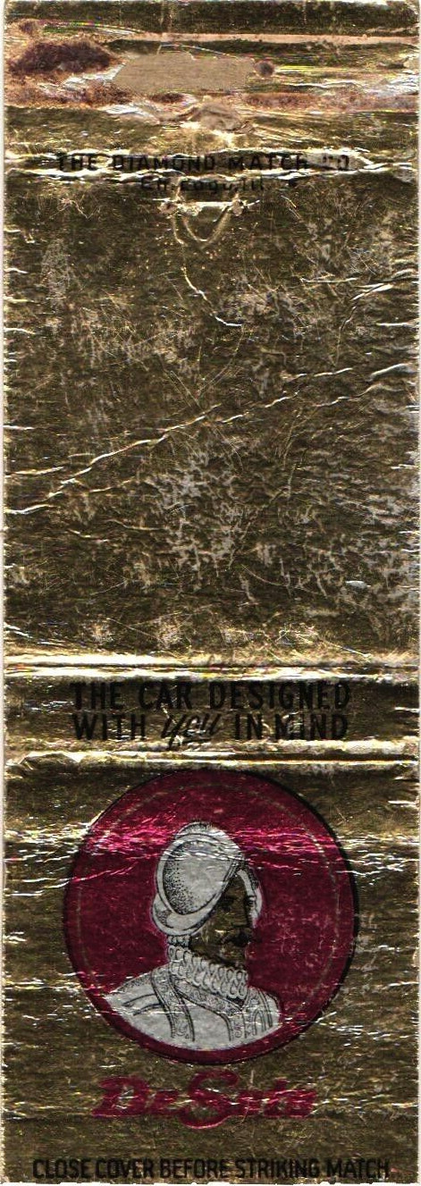 De Sate The Car Designed With You In Mind Vintage Matchbook Cover