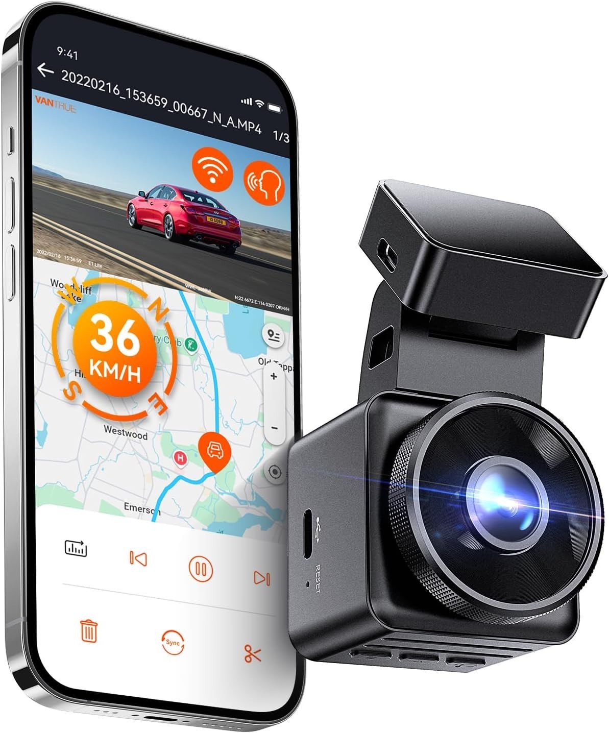 Vantrue E1 Lite Mini Dash Cam WiFi GPS Night Vision With Parking Mode For Car
