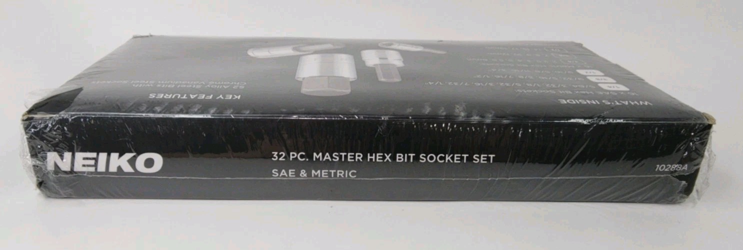 NEIKO 10288A 32 Piece Hex Bit Socket Set Sae And Metric