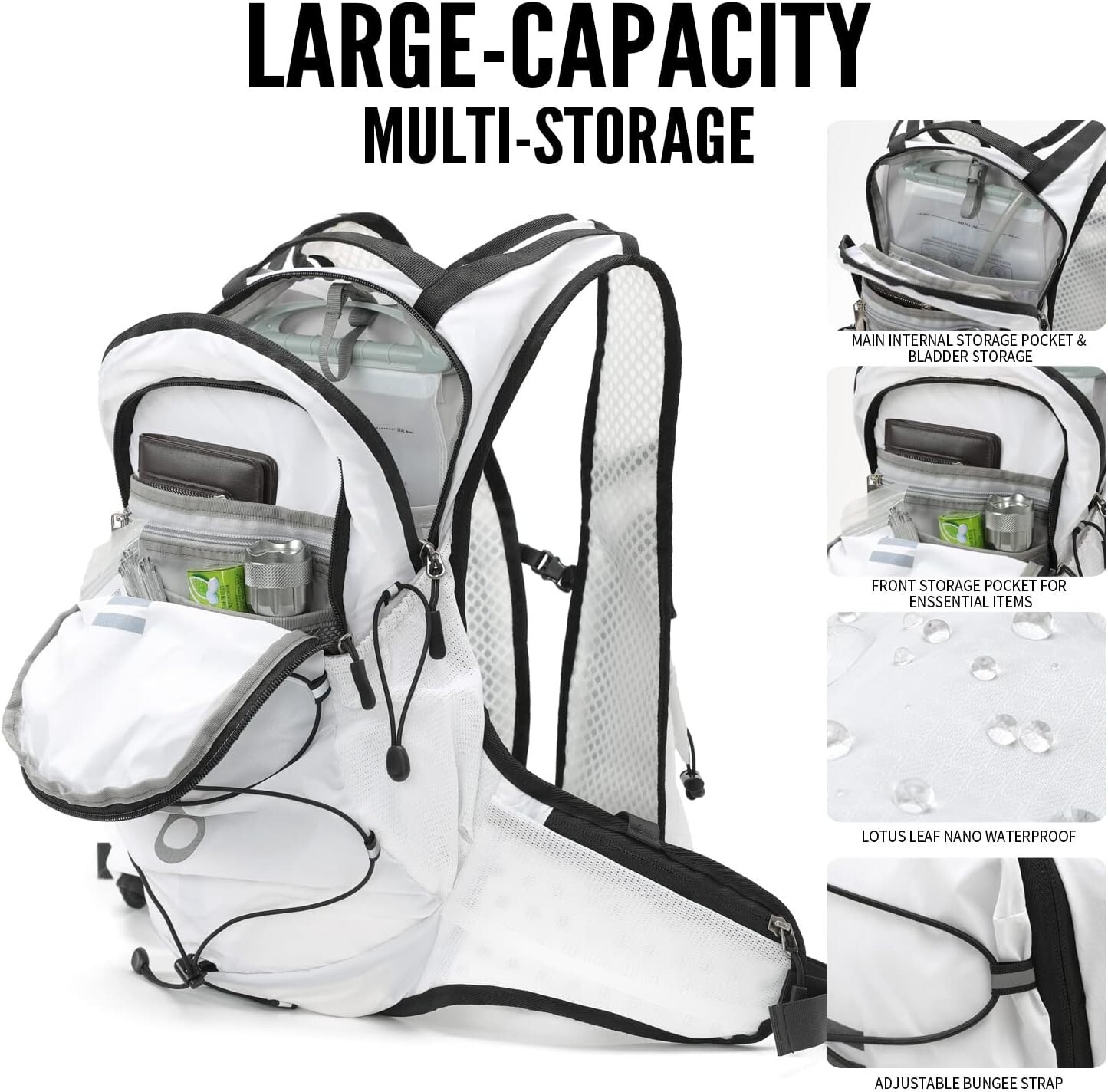Hydration Pack Backpack, Lightweight Water Backpack with 2L Leakproof Bladdder