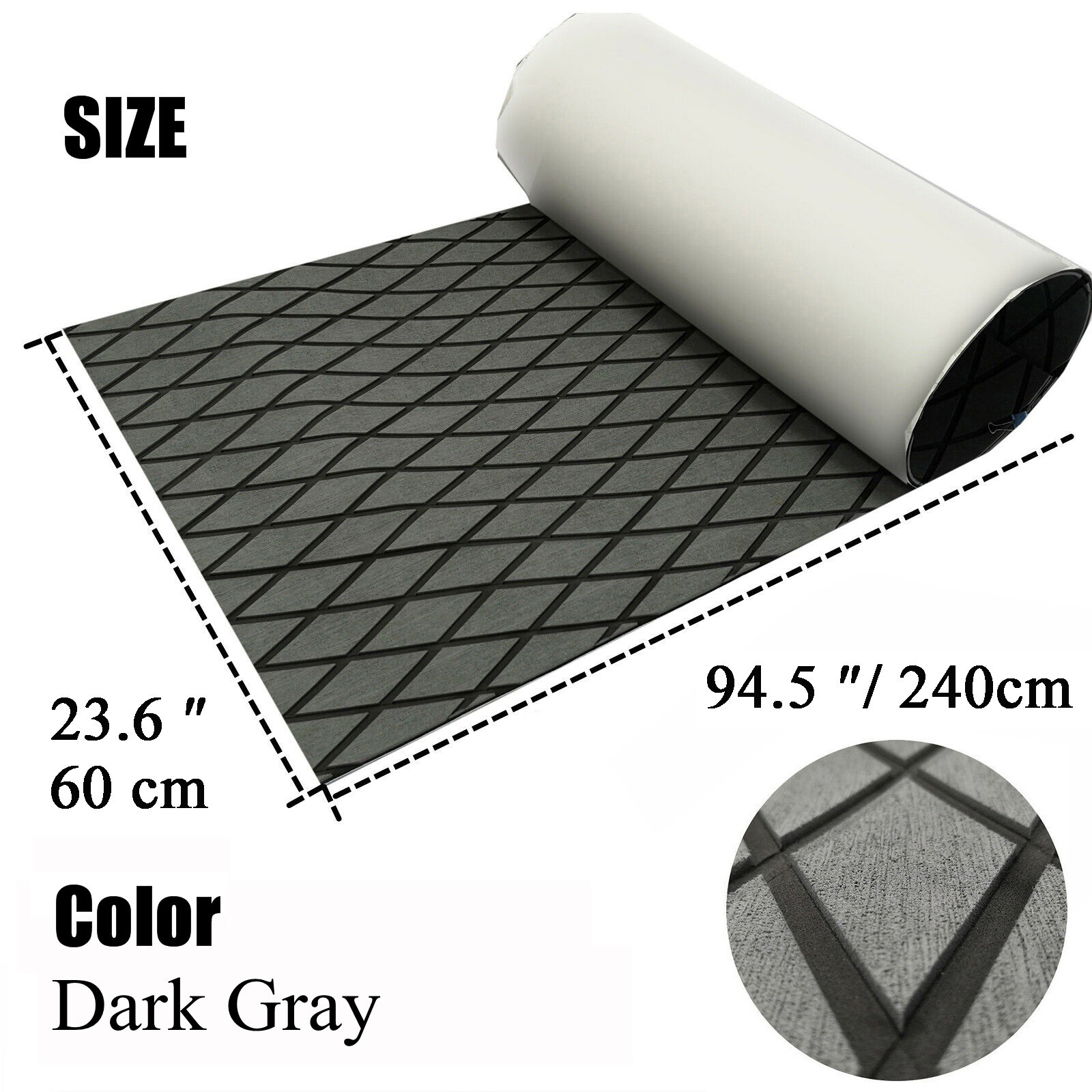 Diamond EVA Foam Boat Decking Sheet Mat Faux Teak Marine Yacht Flooring DarkGray