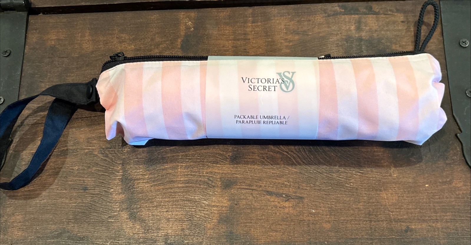 NEW Victoria's Secret Heritage Stripe Packable Umbrella With Pouch  ☂️ Sealed