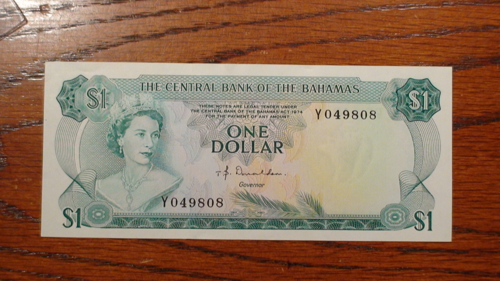 1974 One Dollar BAHAMAS MONETARY AUTHORITY UNCIRCULATED Note $1 Bill