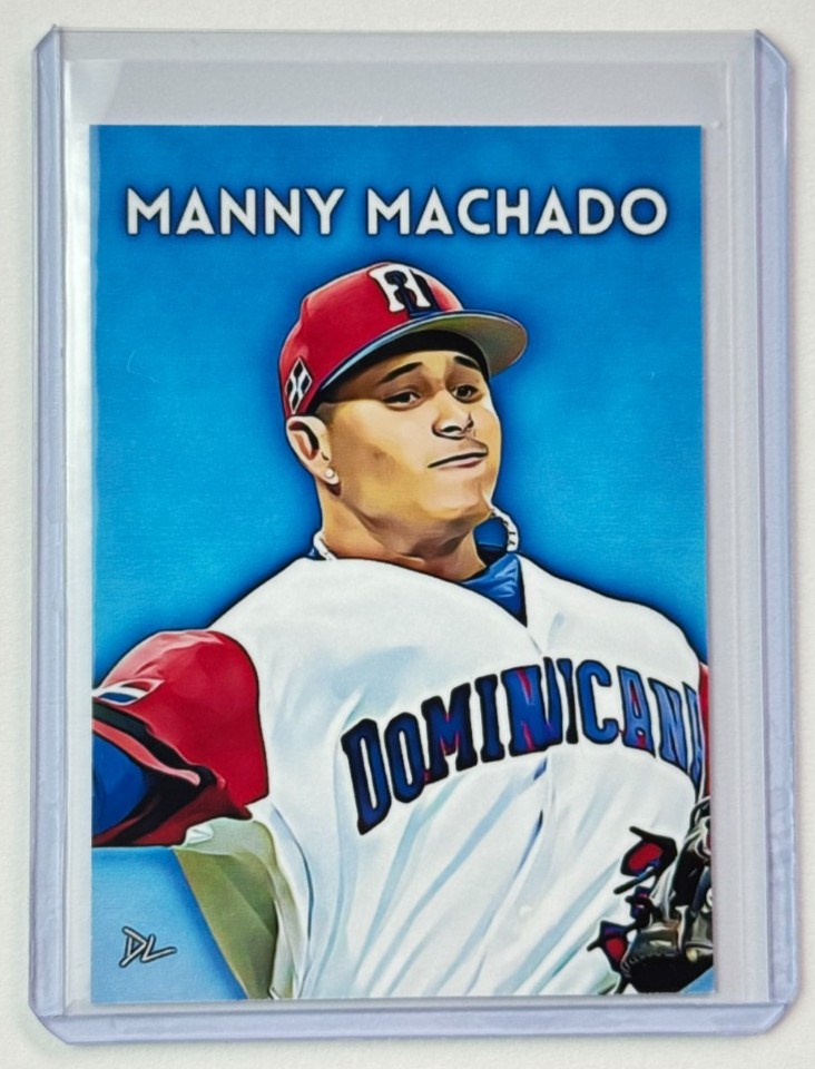 Manny Machado Limited Edition Artist Signed Dominican Republic Trading Card 2/10