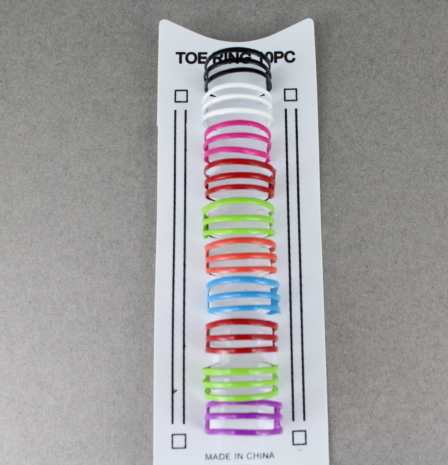 10 toe rings multi color painted metal toe rings open back adjustable 3-line