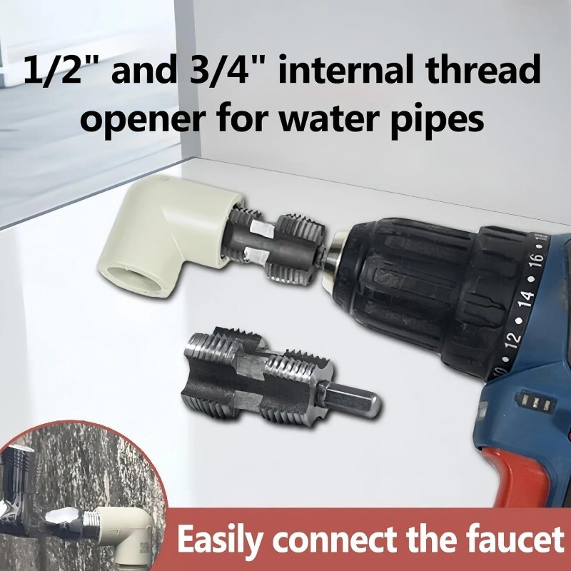 Electric Drill Compatible PVC Pipe Threader Kit with Various Die Sizes -Set 7PCS