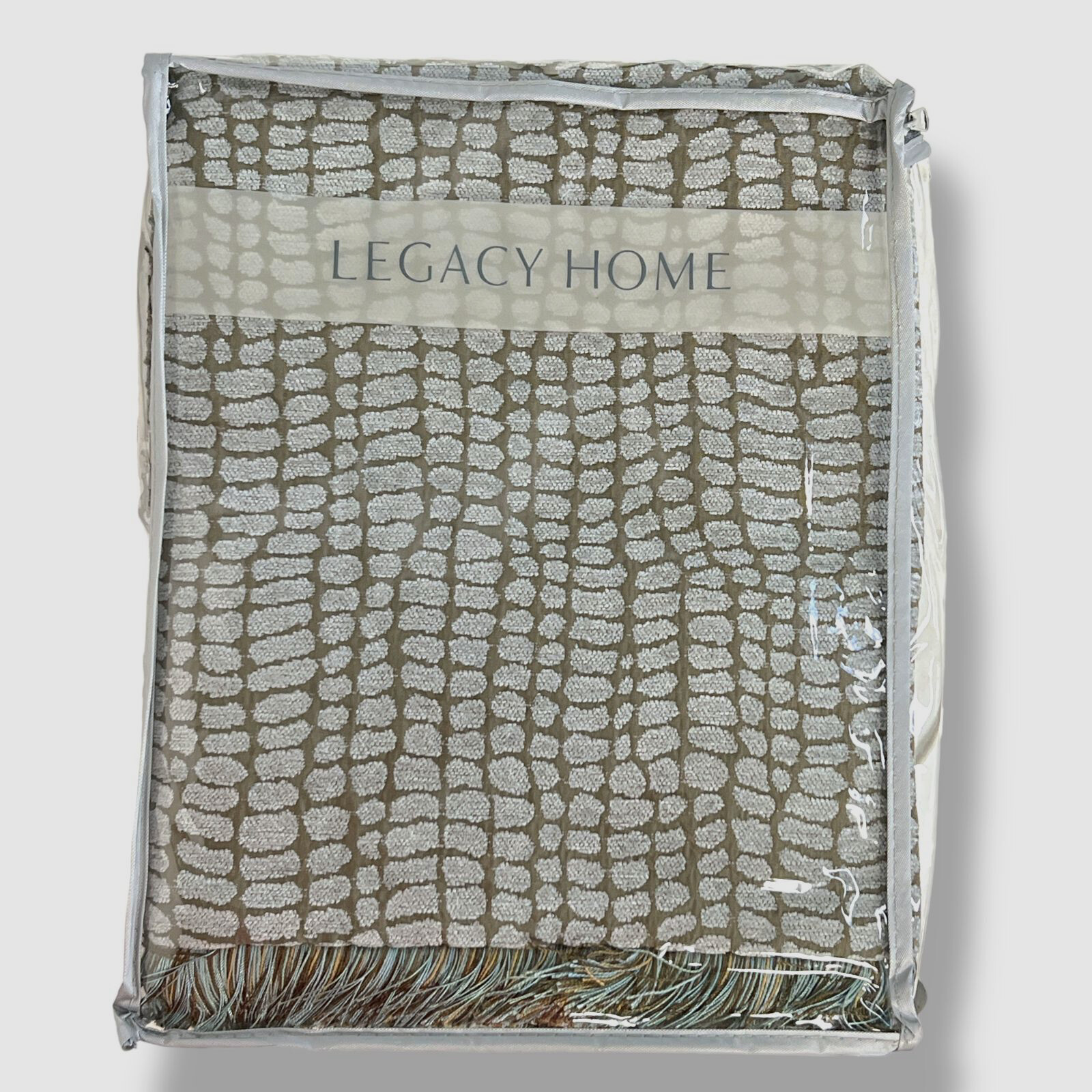 $220 Legacy Blue Crocodile Print Fringe European Pillow Sham Case 26in x 26in