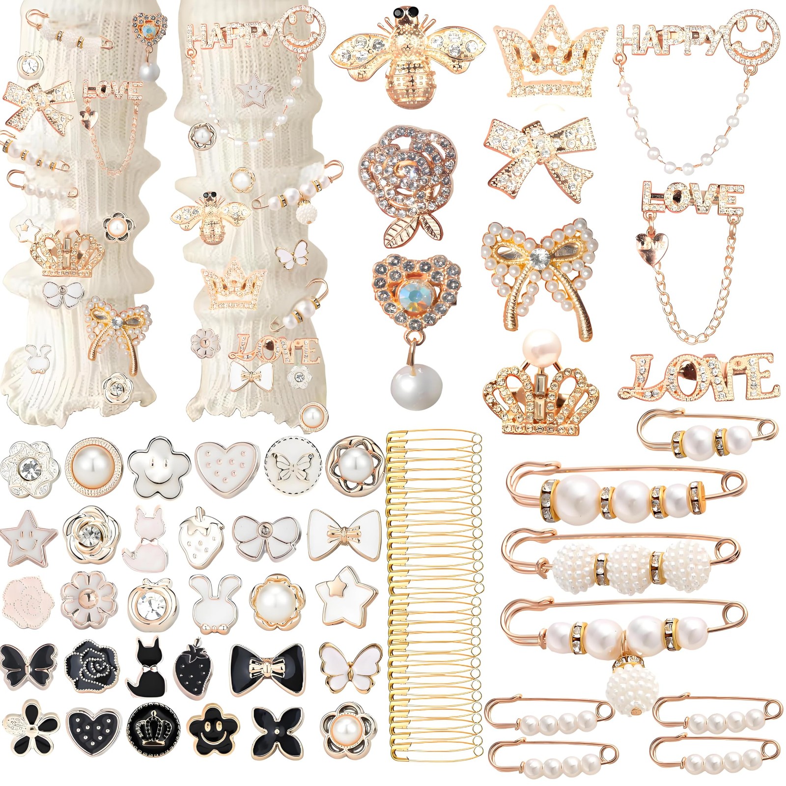 Rozecollin Shoe Charms for Sambas Socks Safety Pin Brooch,72PCS Junk Socks Ch...