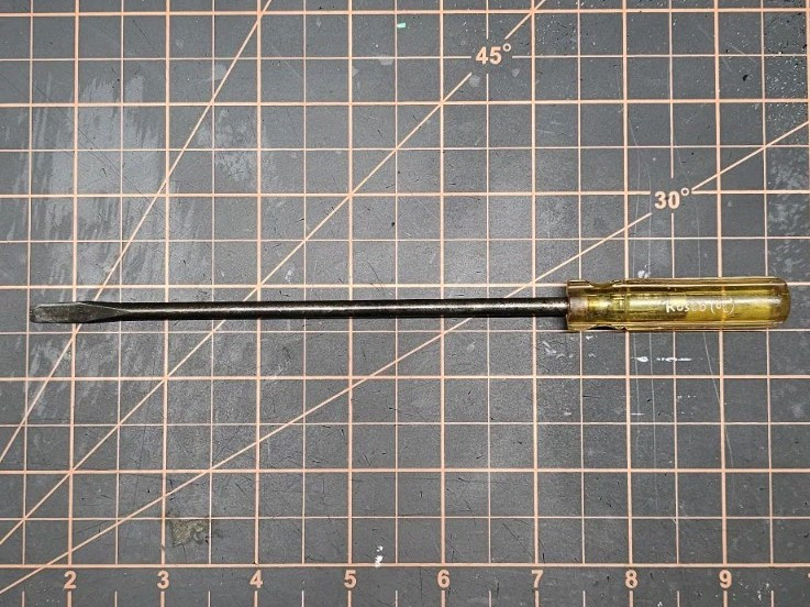 Vintage Rosco UL Long Flat / Slotted Electrician Screwdriver - Black Shaft