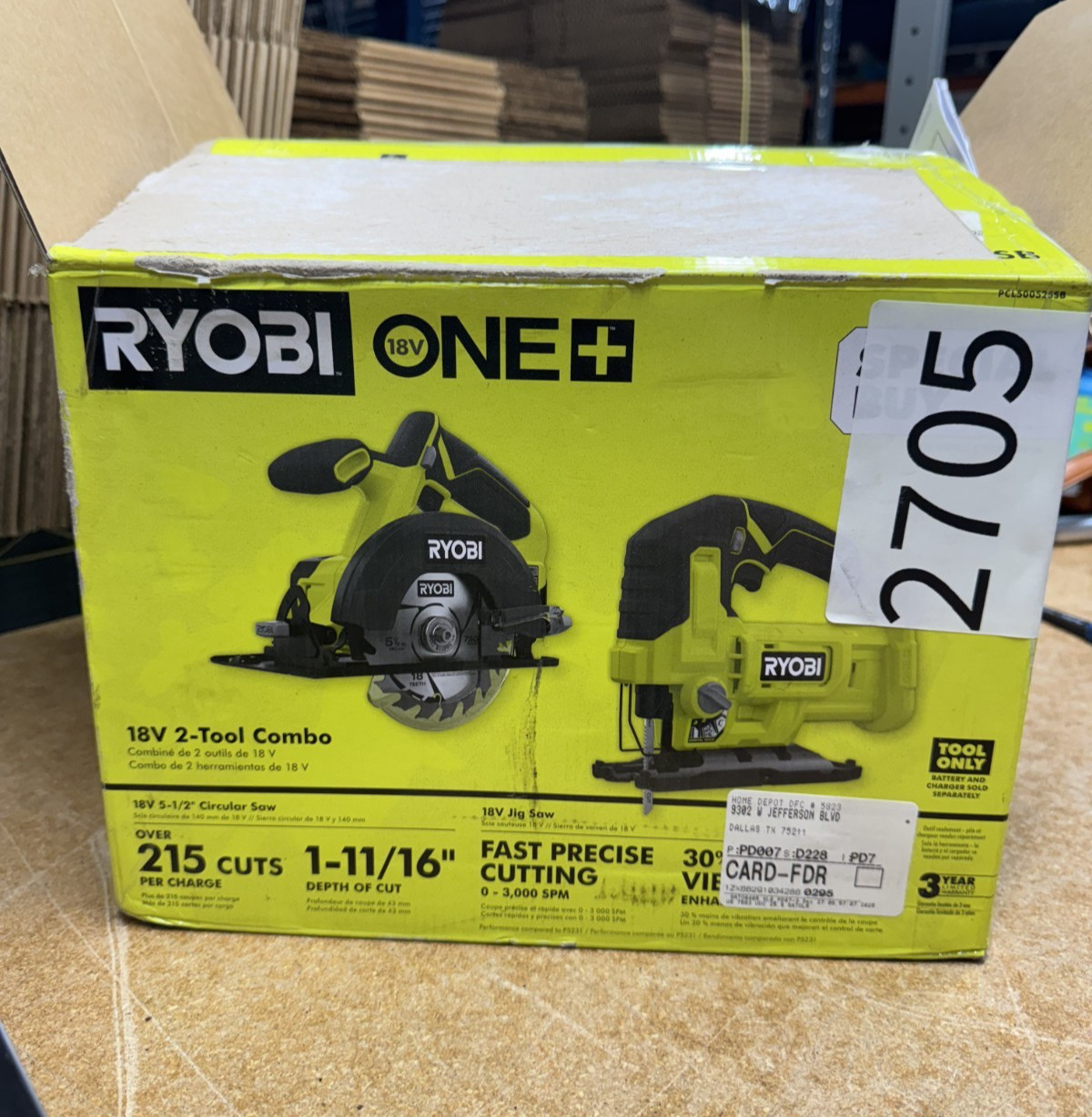 RYOBI 18V 2-Tool Combo Kit w 5-1/2 in. Circular Saw and Jig Saw PCL500525SB