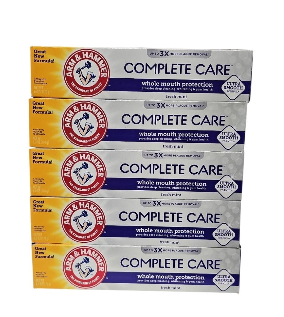 6 Pack Arm & Hammer Complete Care Toothpaste Whole Mouth Protect Mint 6oz 02/28