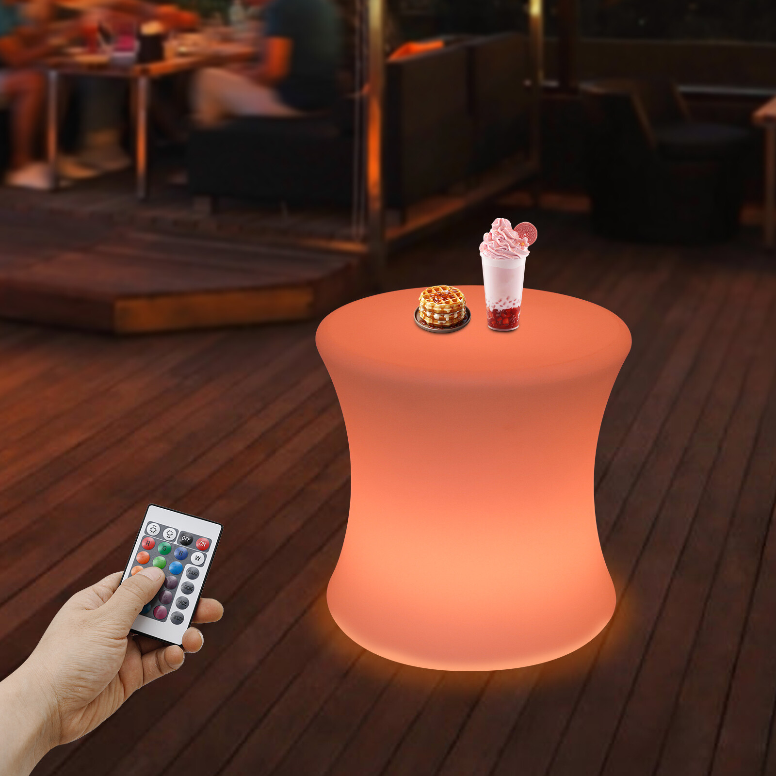 Atmosphere Lamp 16 Color-changing LED Light Up Chair Round Cube Stool W/ Remote