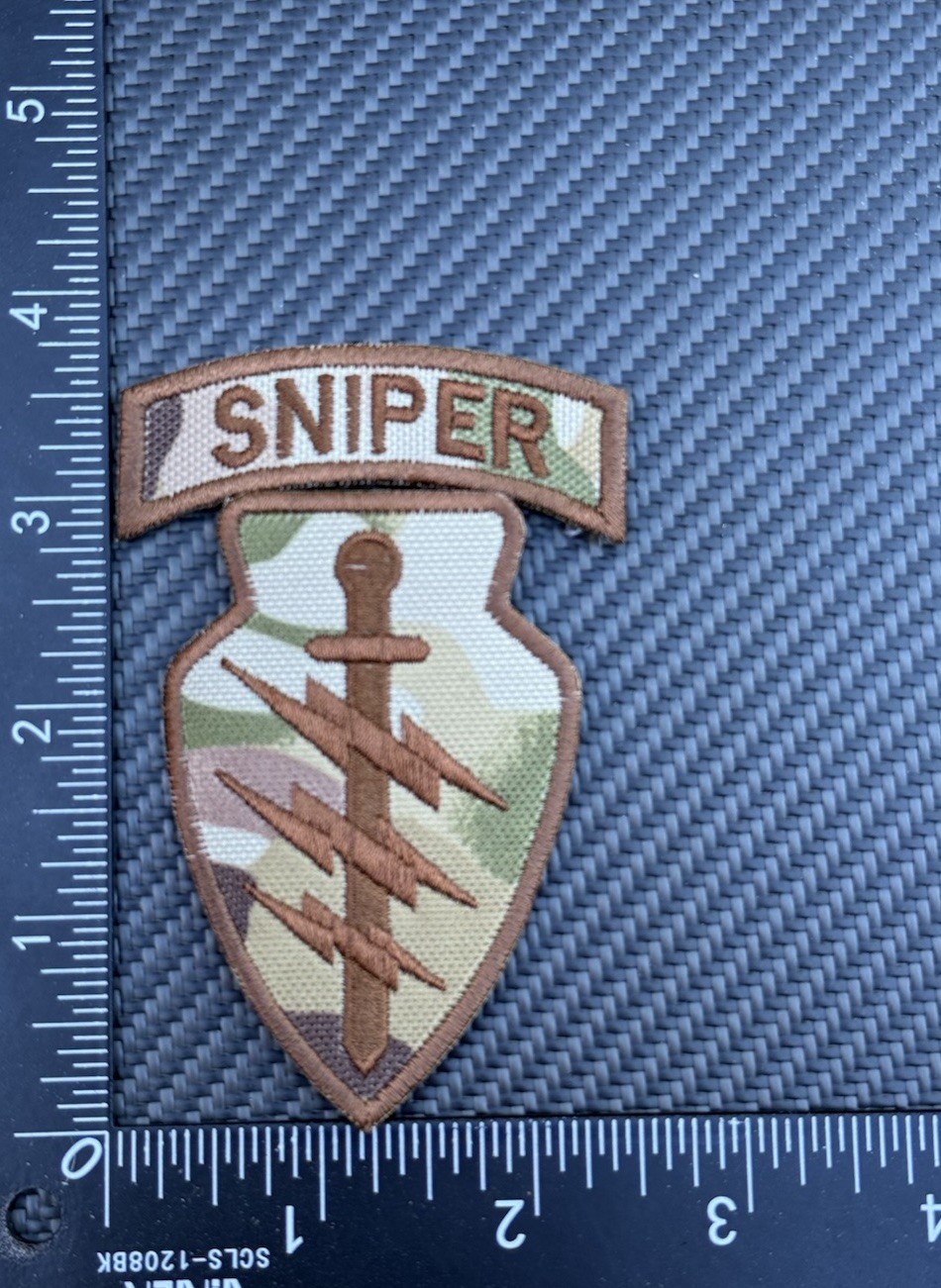 Special Forces Sniper Army Tactical Hook Loop Patch Multicam