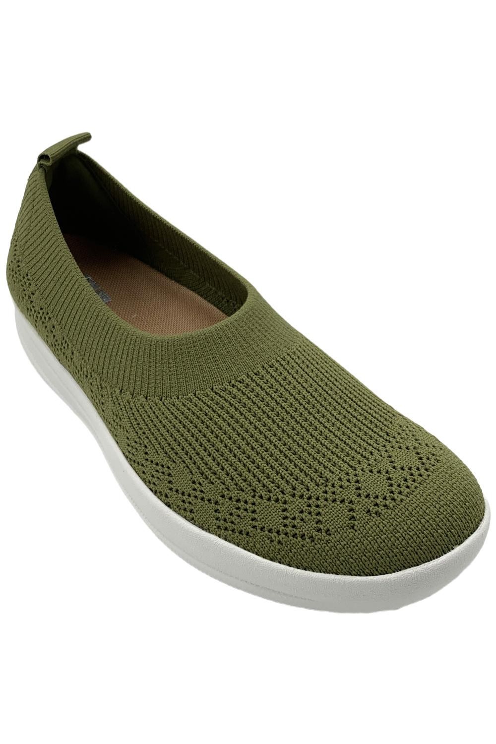 FitFlop Women's UBERKNIT Slip On Ballet Flat Olive