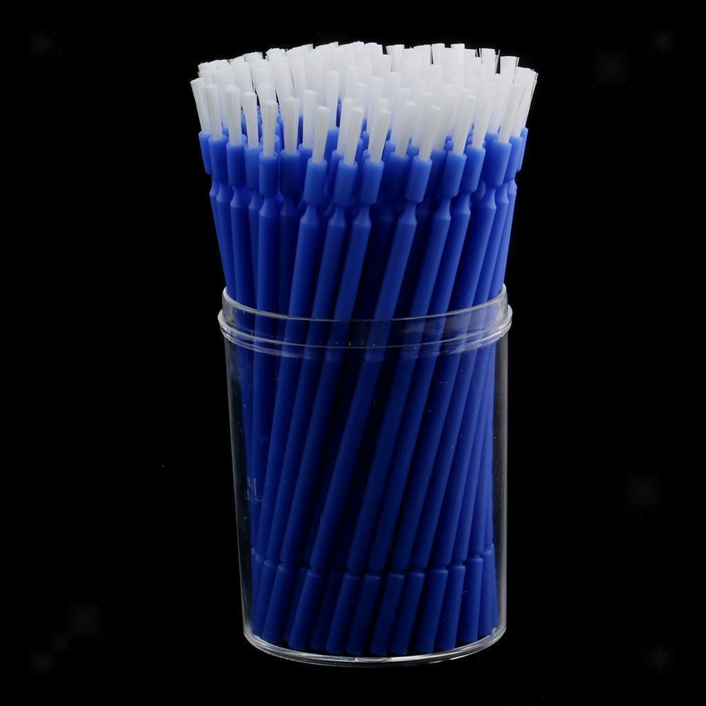 100x Dental Disposable Micro Applicators Long Tipped Bendable Micro Brushes Blue