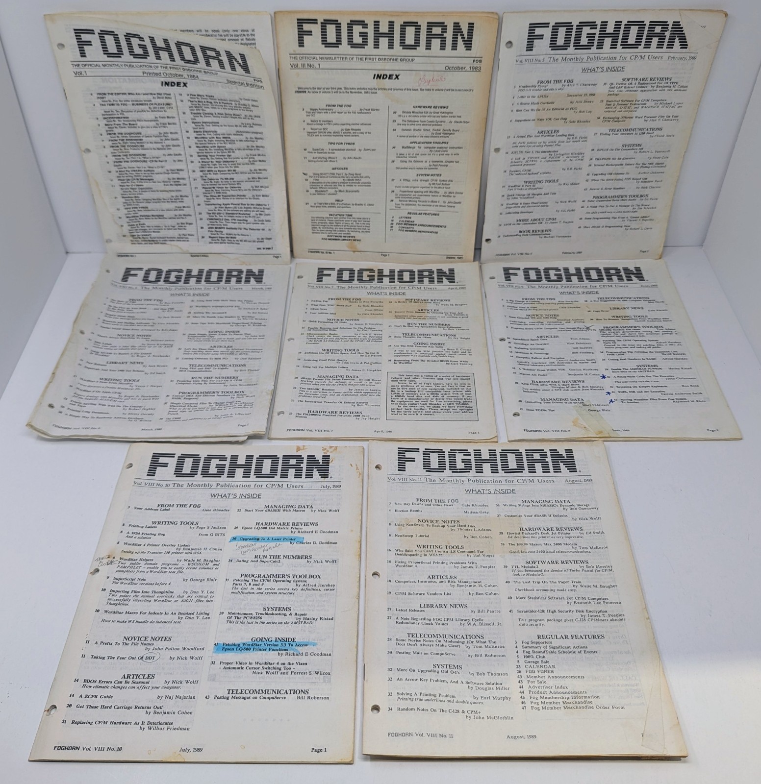 First Osborne Group Foghorn Computer Newsletter Lot Of 10 - 1984-1990!