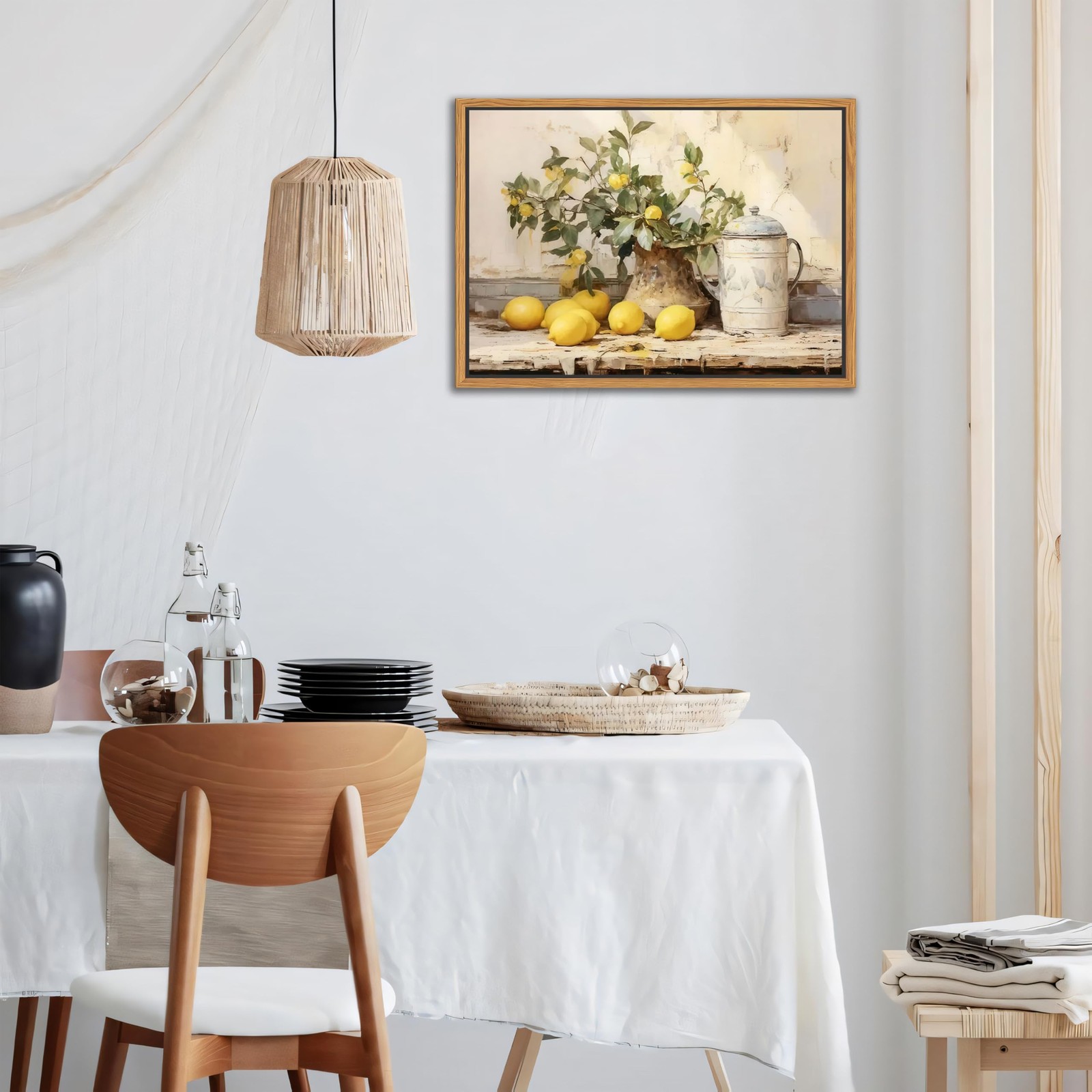 Floating Framed Vintage Kitchen Wall Art, Yellow 16"L x 12"W, lemon