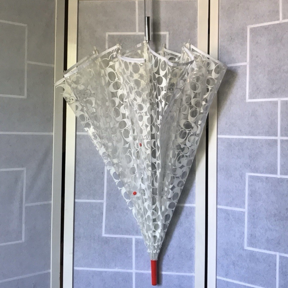 Coach Monogram Clear Lucite Handle Umbrella Rain Umbrella