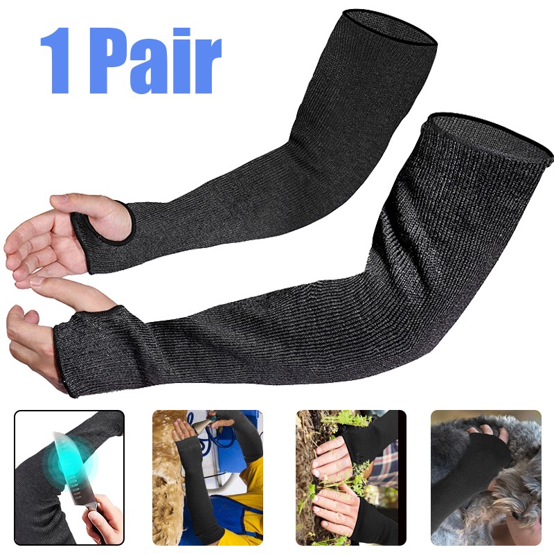 1 Pair Protective Arm Sleeves w/ Thumb Hole Cut Heat Resistant for Mechanic Work