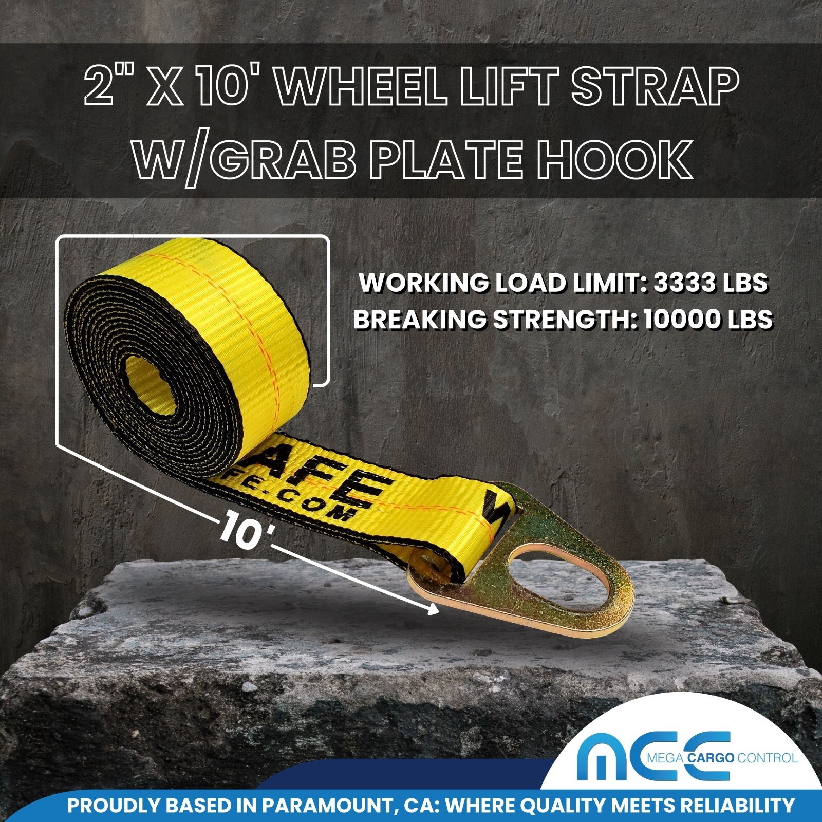 USA 10 Pack 2" x 10' Chevron Wheel Lift Lasso Strap w/ Keyhole For Auto Tie Down