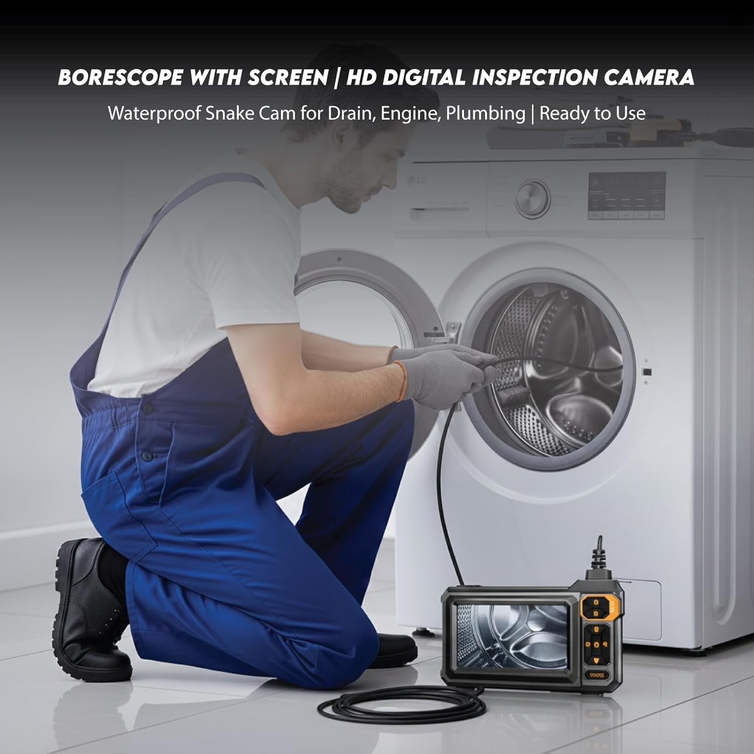 180° Rotating Endoscope with 16.5 FT Cable & 4.3" Display for Precise Inspection