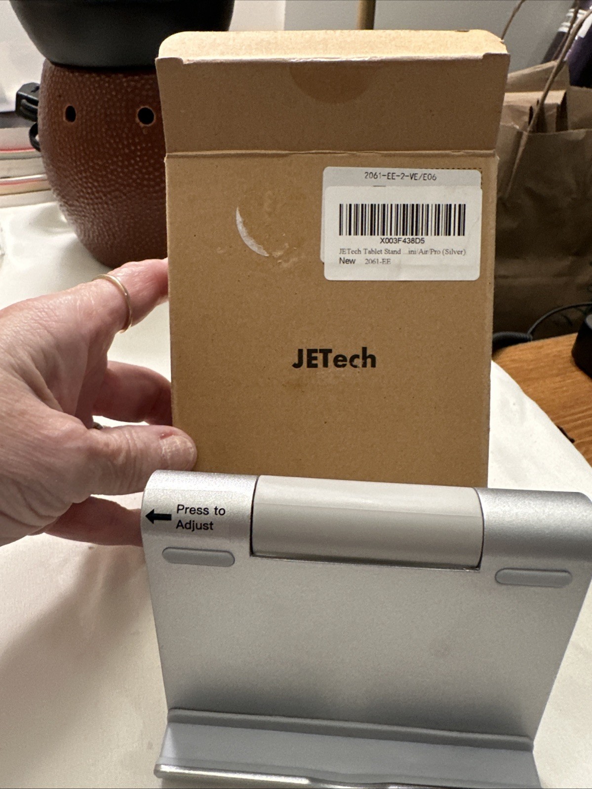 JETech Tablet Stand, Adjustable Portable Desktop Holder, Silver